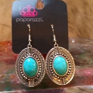 Paparazzi Turquoise and Silver Statement Earrings